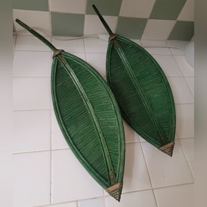 1970s Mario Lopez Torres Rattan Palm leaf shades (replacements)